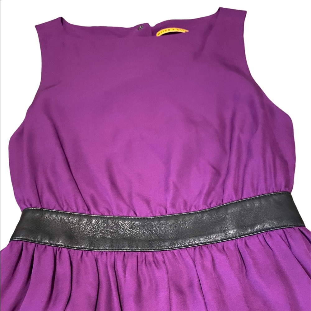 Alice + Olivia purple silk and leather party dress with cutout at back - Picture 4 of 13